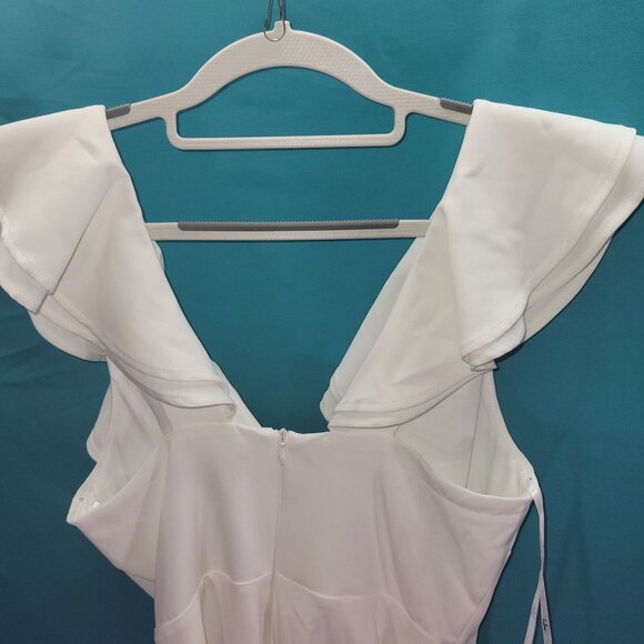 Lulus White Ruffle V-Neck Sleeveless Cocktail Dress S - Picture 7 of 8